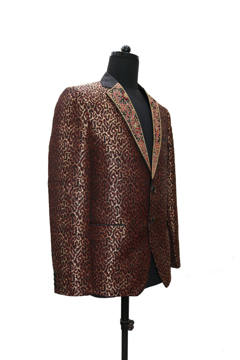 Hand Embroidered Golden Leopard Blazer